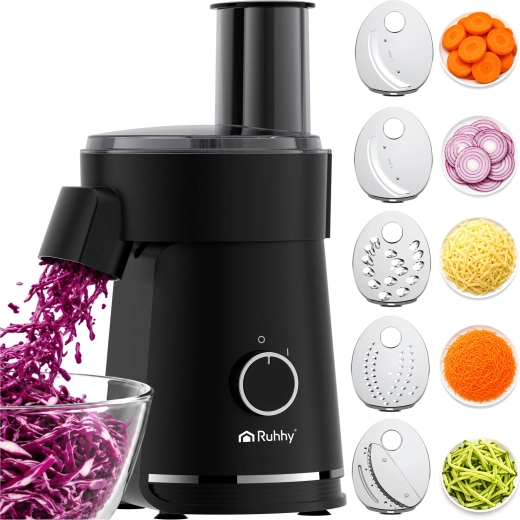 Râpe et trancheuse électrique pour légumes Ruhhy 200 W avec 5 disques