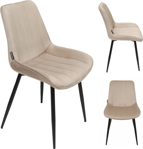 Upholstered velvet dining chair in loft style, beige - 1 piece