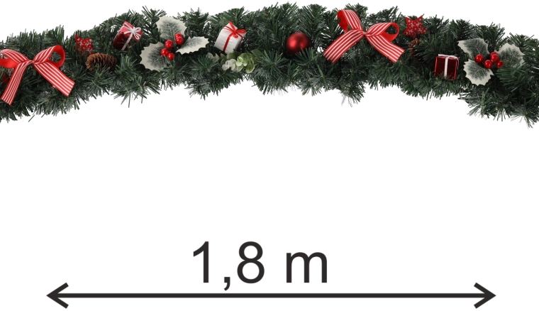 Guirlande de Noël 1,8 m rouge avec motif de houx