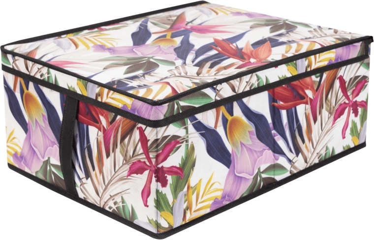 Textile storage box with lid Floral 48 × 36 × 19 cm