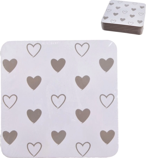 Kurk onderzetters hart 10 × 10 cm, 6 stuks