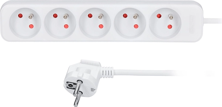 Solight verlengsnoer 5 stopcontacten wit 5 m