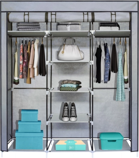 Foldable fabric wardrobe XXL graphite