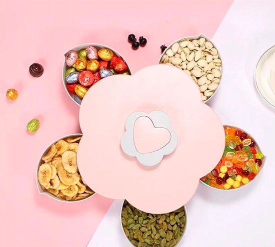 Serveerschaal in de vorm van een bloem voor noten en snoep – roze