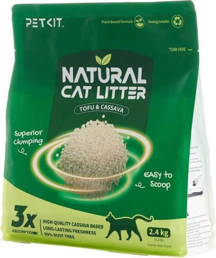 Petkit Natural Katzenstreu – natürliches klumpendes Streu für Katzen (4× 2,4 kg)