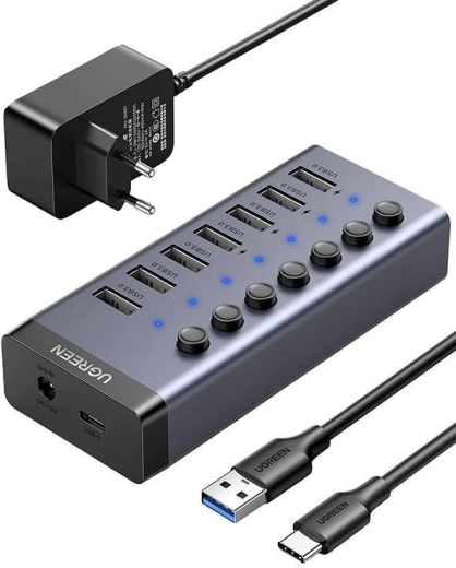 Hub USB UGREEN 7-en-1 USB-C avec 7× USB 3.0 et charge rapide - 1 pièce