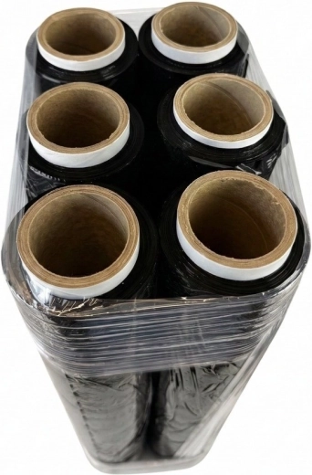 Zwarte stretchfolie 23 µm, 6× rol 1,5 kg