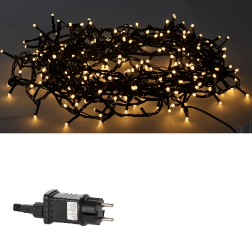 LED-Lichterkette mit 1000 Dioden, warmweiß mit kaltem Flash-Effekt, 50 m