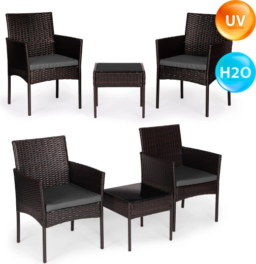 Technorattan garden set for 2 with coffee table, dark brown, MultiGarden