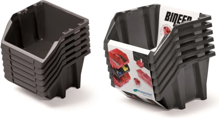 Set aus Aufbewahrungsboxen Bineer Short, 6 Stk., Schwarz, 214 × 198 × 238 mm