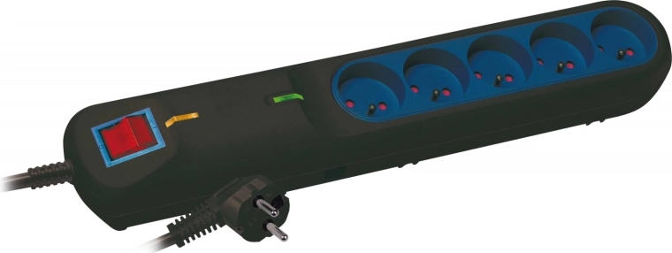 Surge protection power strip LF 2005, 5 sockets, 3 m, black