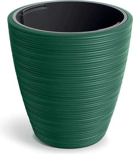 Kunststoff-Blumentopf Vena Round 39 cm dunkelgrün mit Einsatz