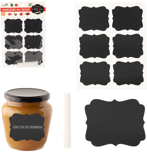 Set zelfklevende schoolbordetiketten voor potten 6,5 × 5,5 cm, 18 stuks met krijtje