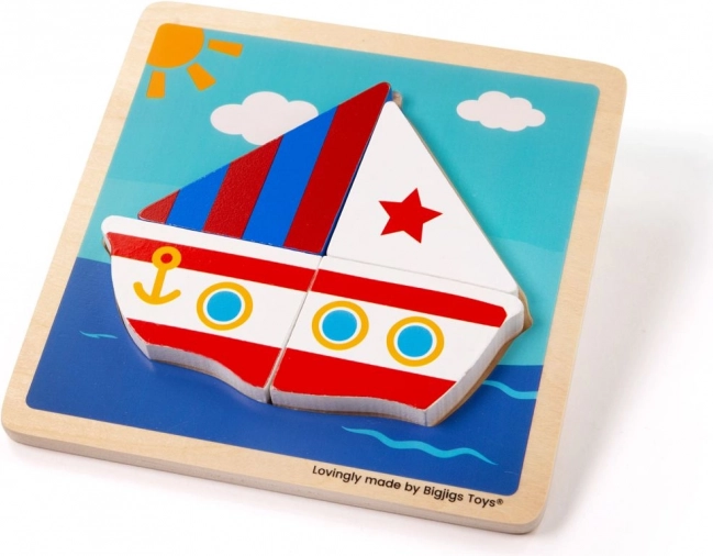 Inlegpuzzel van hout Zeilboot