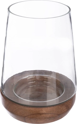 Windlicht aus Glas und Mangoholz Mango