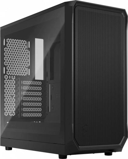Black computer case with transparent side panel