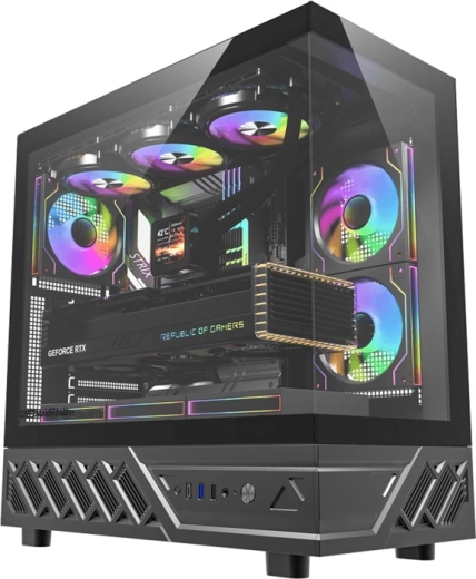 Boîtier PC DarkFlash DS950 noir avec verre panoramique et 6 ventilateurs