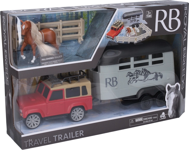 Royal Breeds - Cheval 10 cm avec voiture et remorque 35 cm