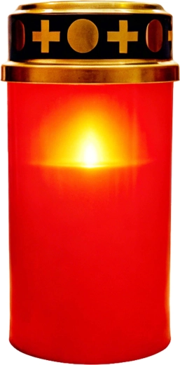 Red cemetery LED candle with warm white light