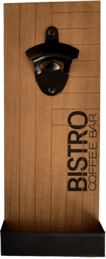 Wall-Mounted Bottle Opener Bistro wood and metal brown black