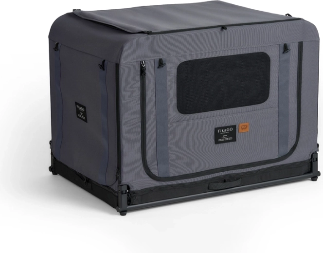 Caisse de transport pliable type kennel FikaGo Queen L grise
