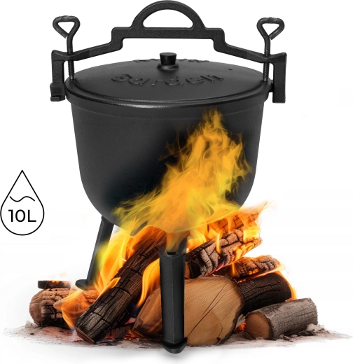 Stehender Gusseisenkessel 10 l für offenes Feuer MULTIGARDEN