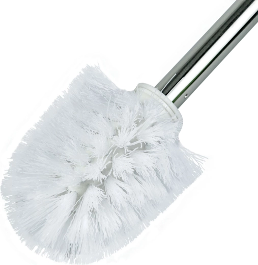 White Toilet Brush with Chrome Handle