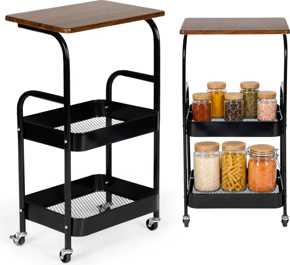 Mobile Metal Shelving Unit with Worktop ModernHome