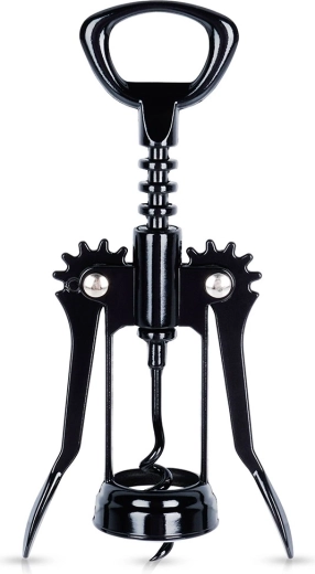 Metal black winged corkscrew 16 cm