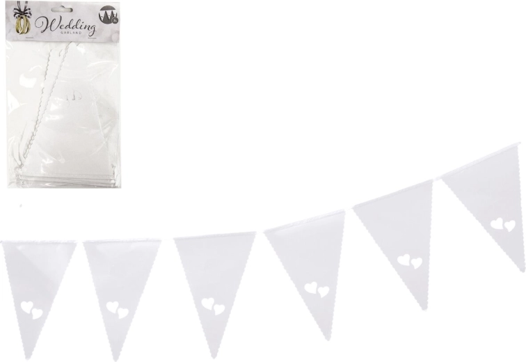 Guirlande en papier blanche cœurs 3 m
