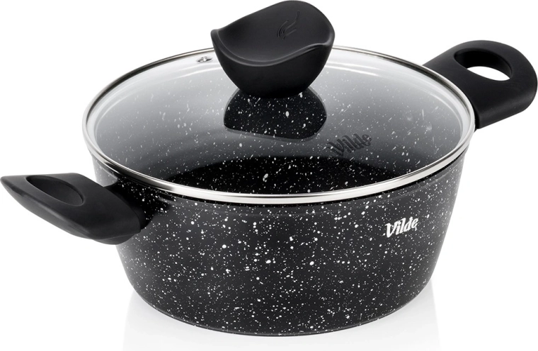 Granieten pan met glazen deksel 20 cm, 2,2 l – Vilde Granitica Line