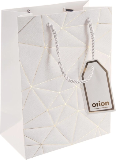 Sac cadeau en papier blanc à motif grille 18 × 10 × 23 cm