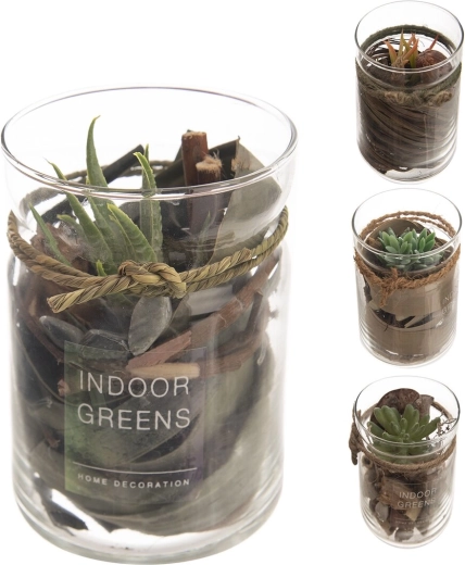 Succulente artificielle décorative en verre 10 × 14 cm (mix de 4 variantes)
