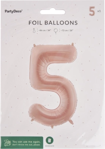 Folieballon cijfer 5 beige 72 cm