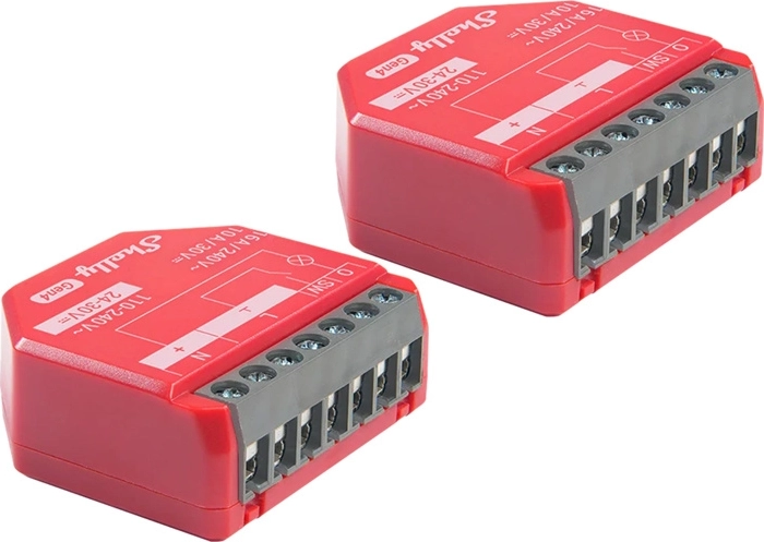ensemble de 2 interrupteurs intelligents Shelly 1PM Gen4 avec mesure de consommation et prise en charge Zigbee/Matter
