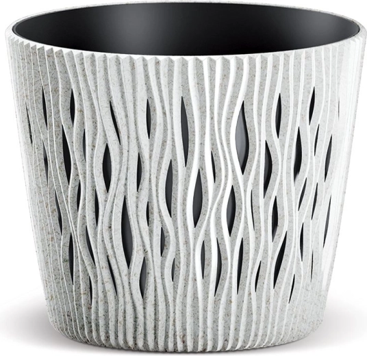 Blumentopf Sandy Round Eco Wood 22,5 cm weiß