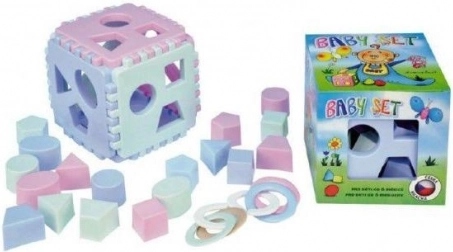 Ensemble pour enfants avec cube d’encastrement et anneaux hochet