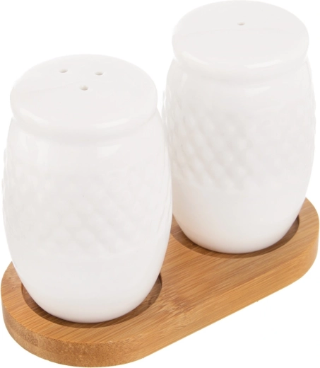 Porcelain Salt and Pepper Shakers with Stand Orion Whiteline - 3 pcs
