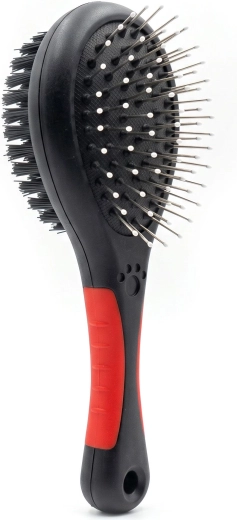 Peigne double face pour chiens et chats noir/rouge