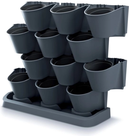 Set aus vertikalen Pflanzgefäßen – Anthrazit