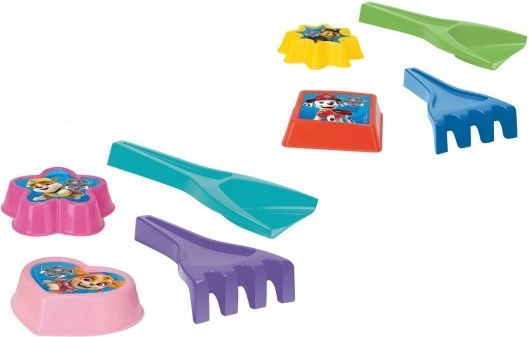 Zandset 4-delig Paw Patrol – schep, harkje en 2 zandvormpjes