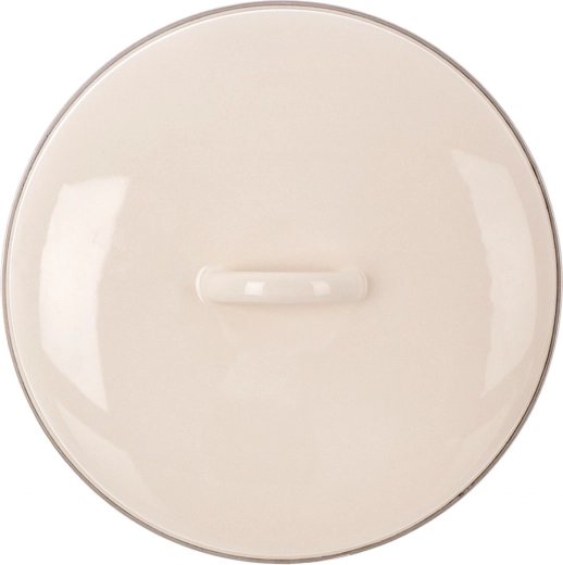 Geglazuurde crèmekleurige deksel 26,5 cm