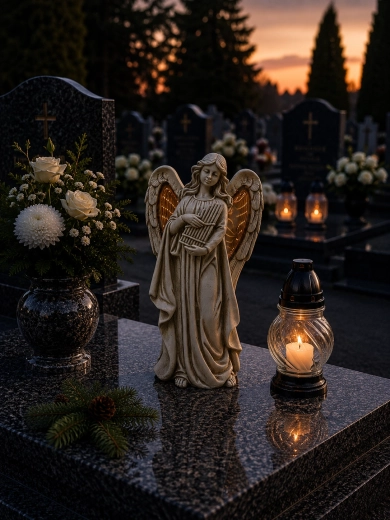Angel figurine with illuminated LED wings