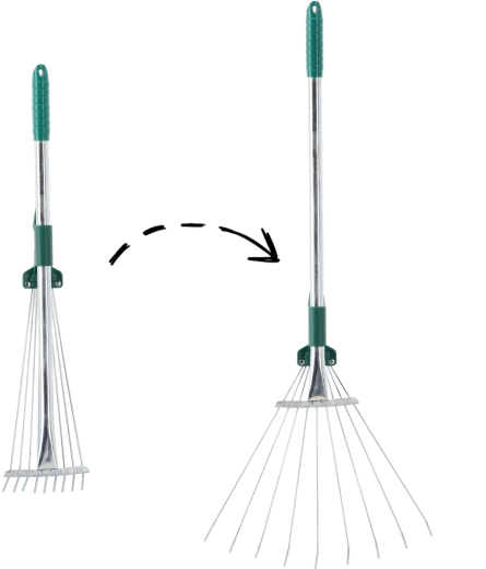 Verstellbare Fächerharke für den Garten 54–73 cm