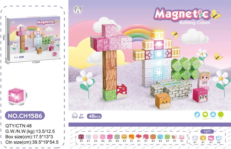 Magnetic 3D Building Blocks 48 pcs with Light