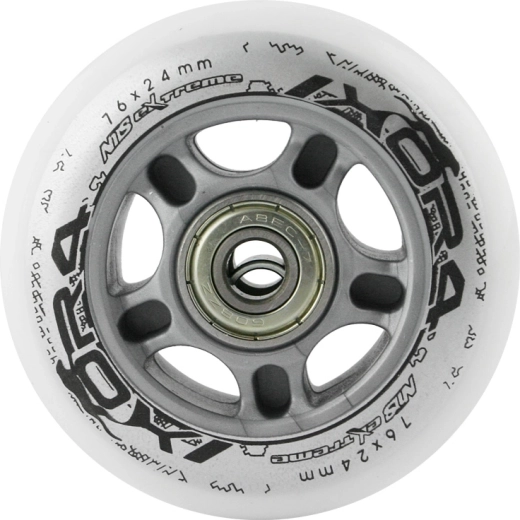 Set of White PU Wheels 76 × 24 mm with ABEC 7 Bearings NILS EXTREME