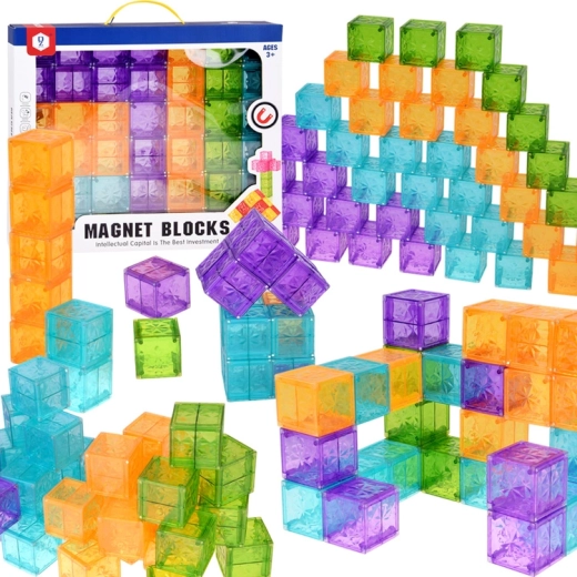Magnetic building blocks, transparent multicolor, 42 pcs