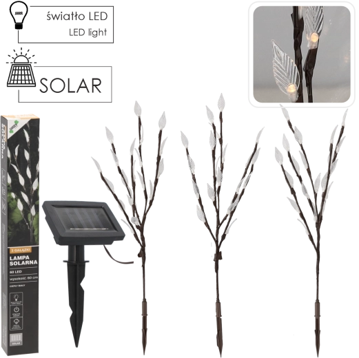 Zonneverlichting voor de tuin in de vorm van boompjes, 60 cm, 60 leds, warm wit - 3 stuks