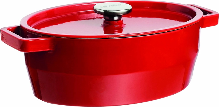 Cast iron pot with lid Pyrex 4 L, 29 × 21 cm, red