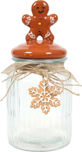Bocal en verre pour biscuits Bonhomme en pain d’épice 11,4 × 21,5 cm